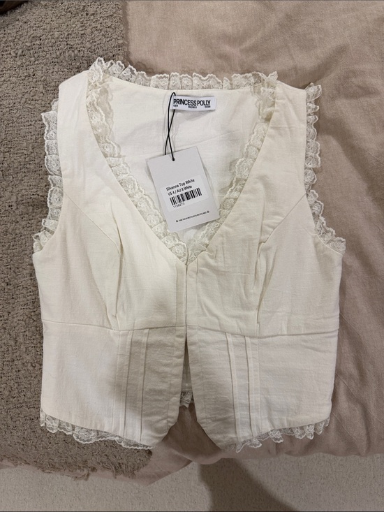 Princess Polly Tops - Princess Polly White Lace-Trimmed V-Neck Corset Camisole